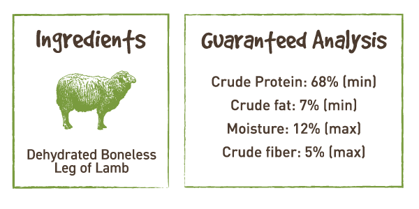 All our lamb jerky treats are handmade with only the finest ingredients. We start with lean, organic lamb loin, then, we slow dry the lamb until it is perfectly tender.