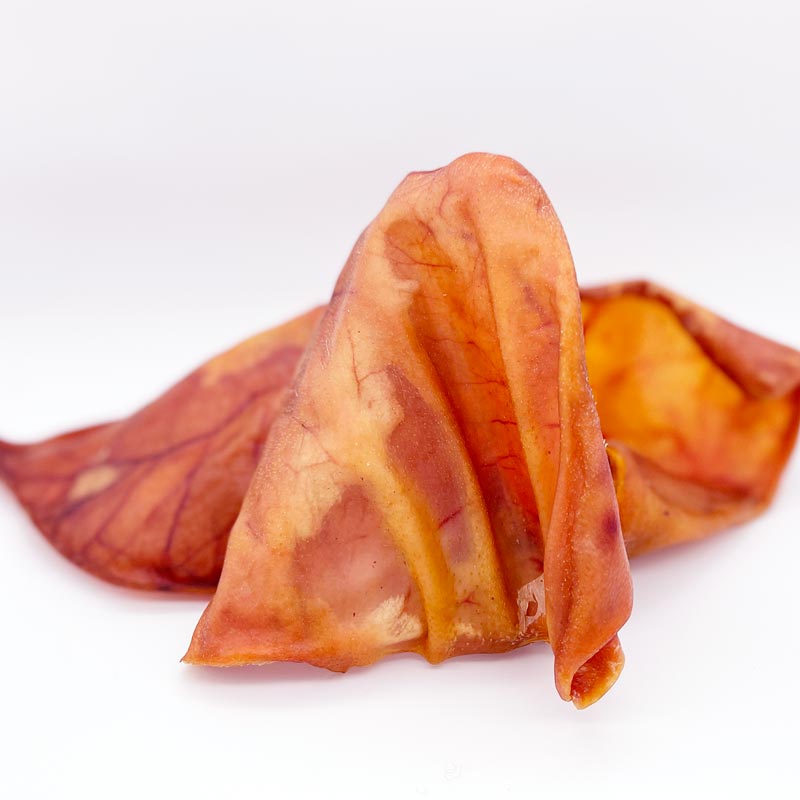 All our pig ear chews are fresh. We start with lean, organic pig ears, then, we slow dry the pig ears until they are perfectly tender.